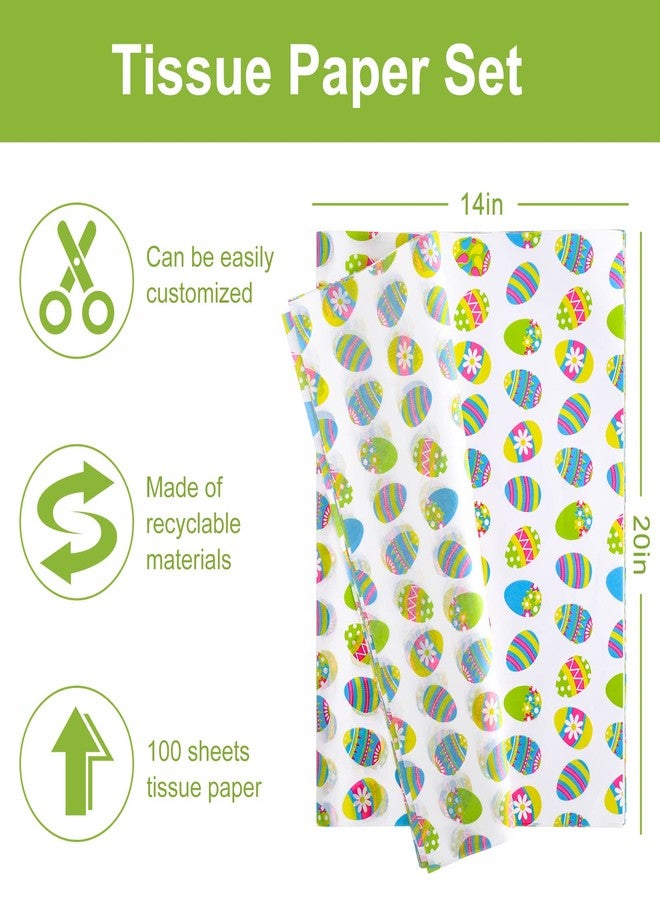 Whaline 100Pcs Easter Tissue Paper Arranged Easter Egg Gift Wrapping Paper Spring Decorative Art Paper for DIY Craft Birthday Holiday Decoration Party Supplies, 14 x 20 Inch - Image 2